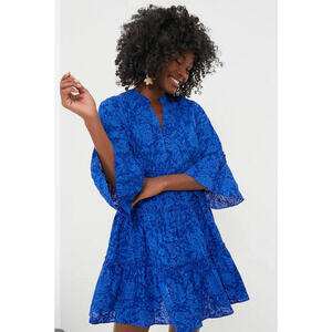 Tuckernuck HYACINTH HOUSE Blue Tiered Cotton Babydoll Dress Tiered Bell Sleeve L